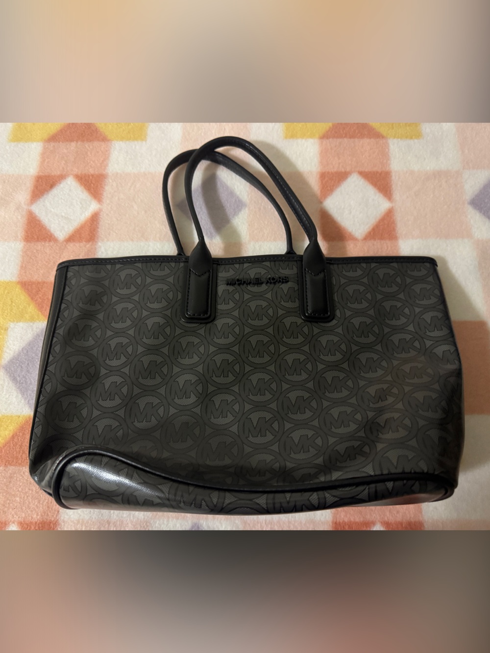 Michael Kors Black MK Monogram Satchel-EUC